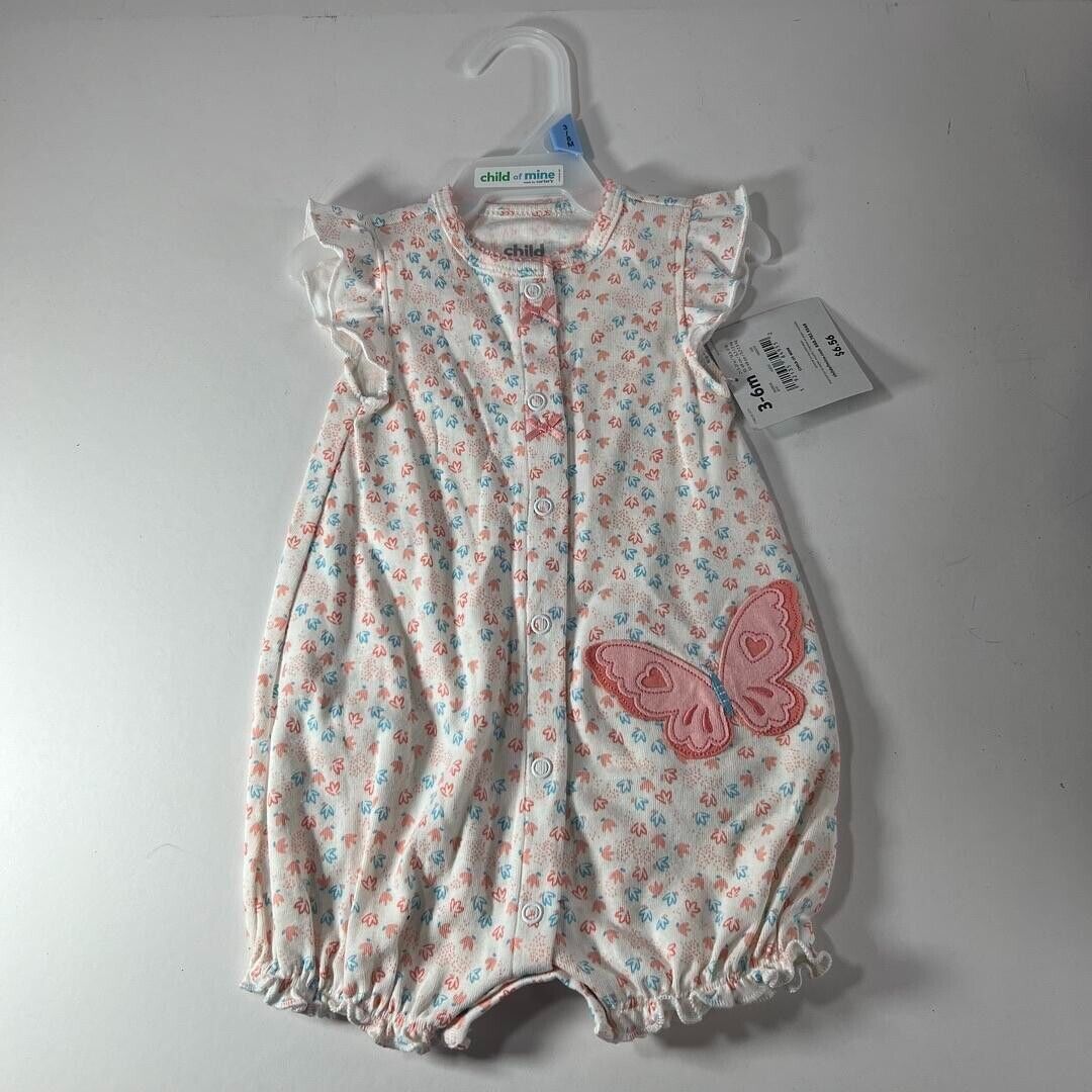 Carter’s Child of Mine Kids Butterfly White Floral Button Up Baby 3-6M - NWT