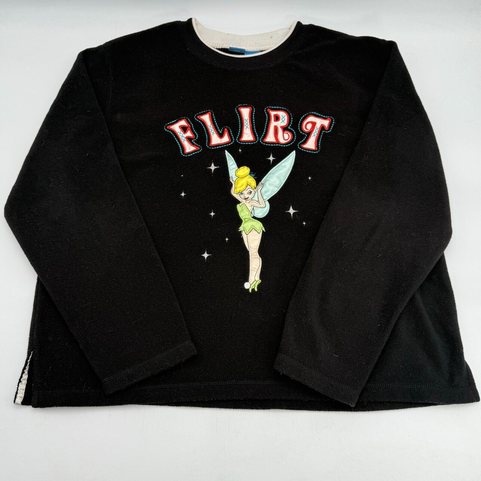 Disney Tinkerbell Womens Flirt Crewneck Long Sleeve Sweatshirt Black XL Whimsy