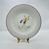 4 Pottery Barn Christmas Reindeer Dessert 8.5" Plates Comet Cupid Donner Blitzen