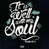 Medium Adult Kerusso Black White Blue Well Soul Psalm 46,1 Christian T-Shirt NWT