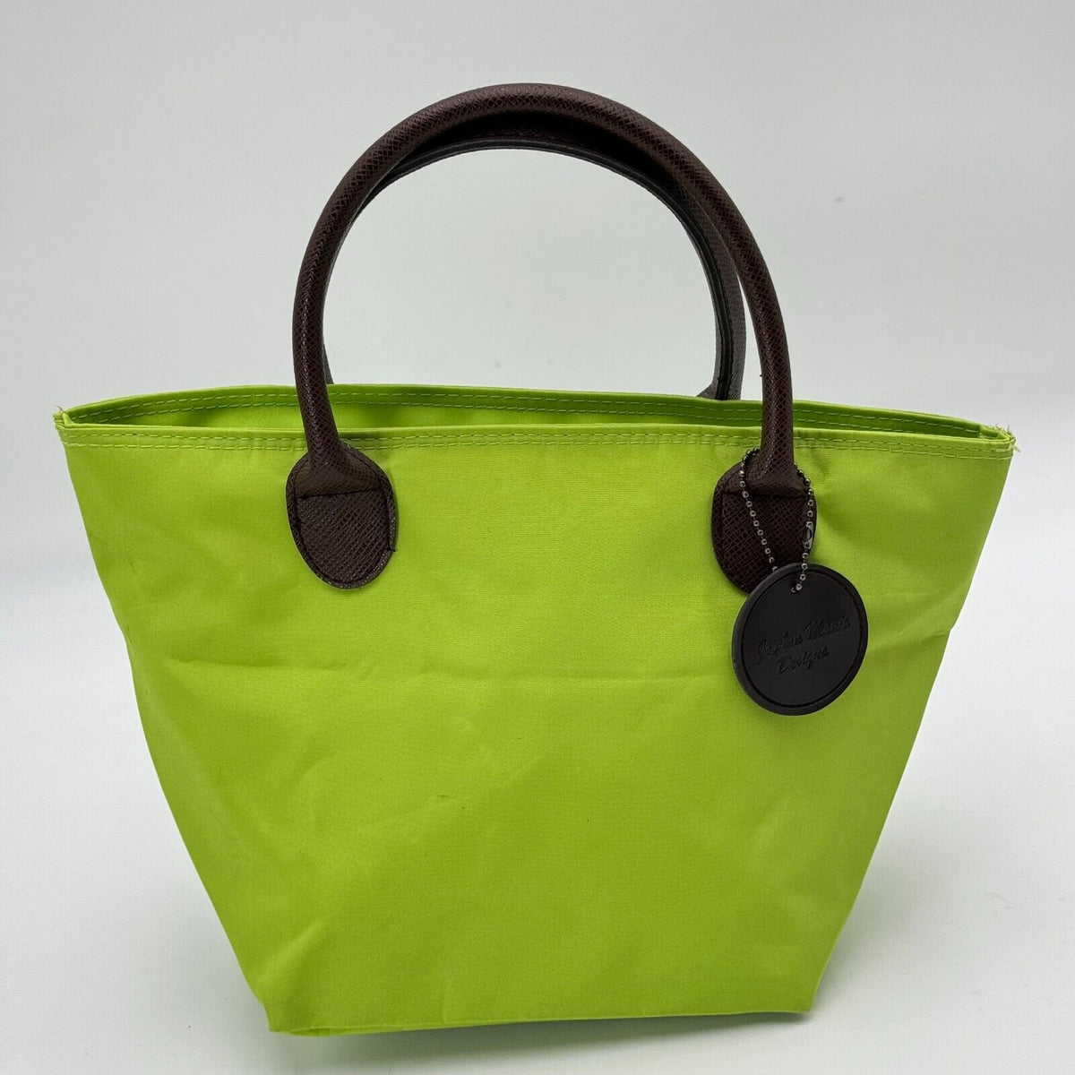 JoAnn Marie Designs Mini Tote Purse Lime Green Brown Handles Zipper Pockets NWT