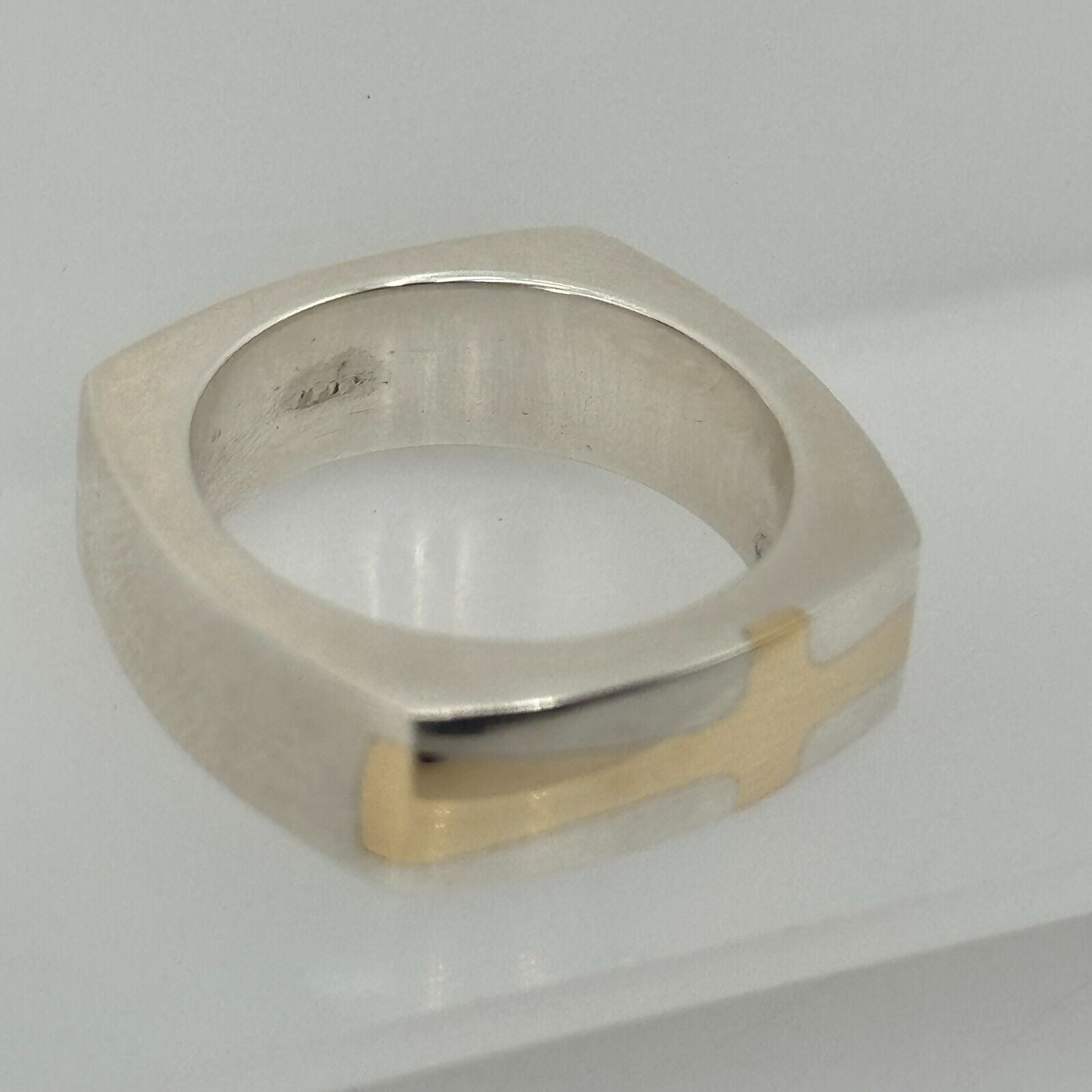 Bob Siemon Designs Square Size 10 Ring With Two Tone Sideways Gold Cross Design