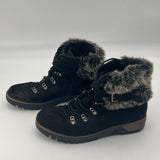 Universal Thread Womens Size 11 Black Faux Fur Lace Up Buckle Strap Winter Boots