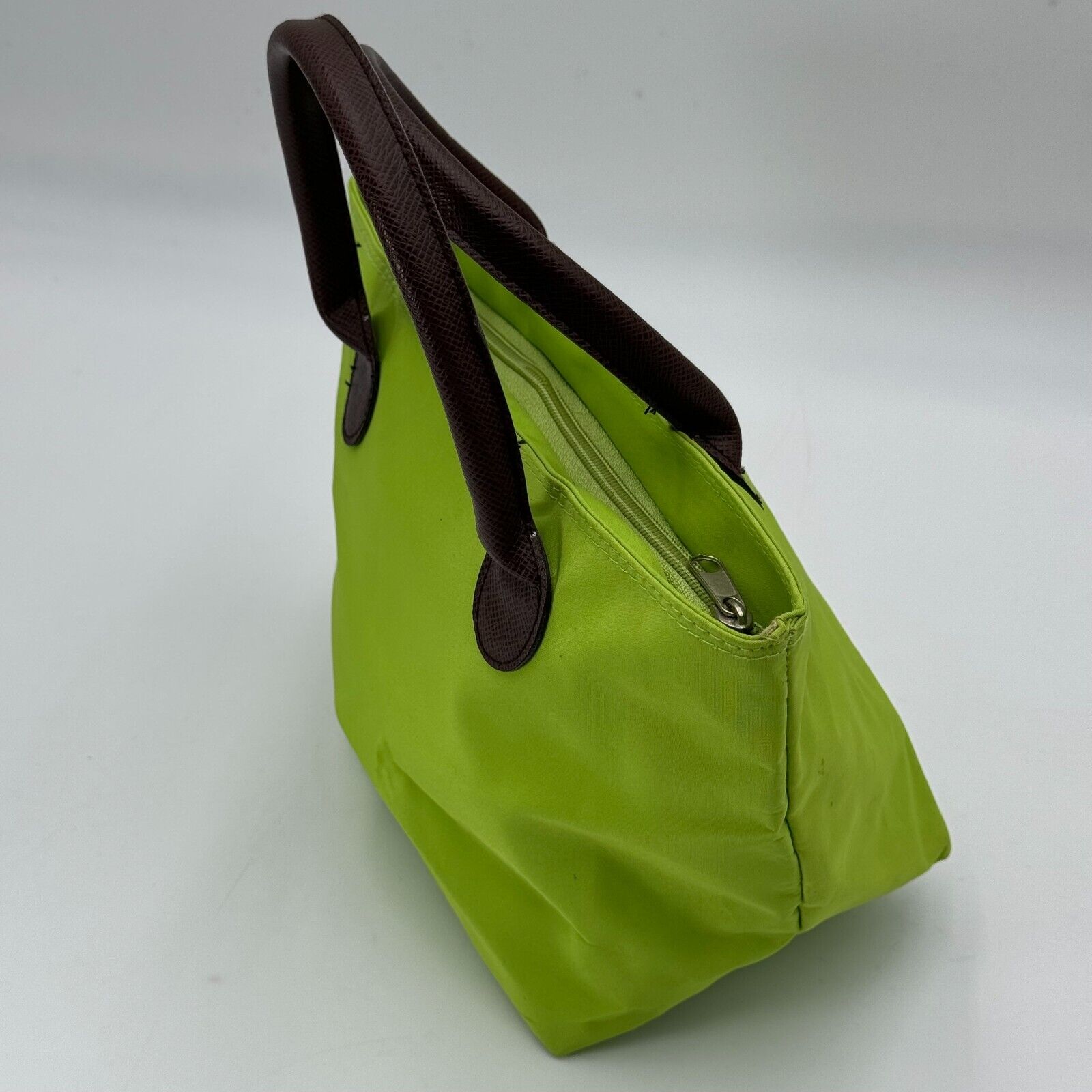 JoAnn Marie Designs Mini Tote Purse Lime Green Brown Handles Zipper Pockets NWT