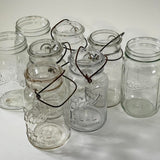 Lot of 9 Ball Ideal Clear Assorted Mason Jars Widemouth Ideal Designs - No Lids