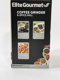 Elite Gourmet Twist & Lock Coffee Grinder & Spice Mill ETS-9053 NEW IN BOX