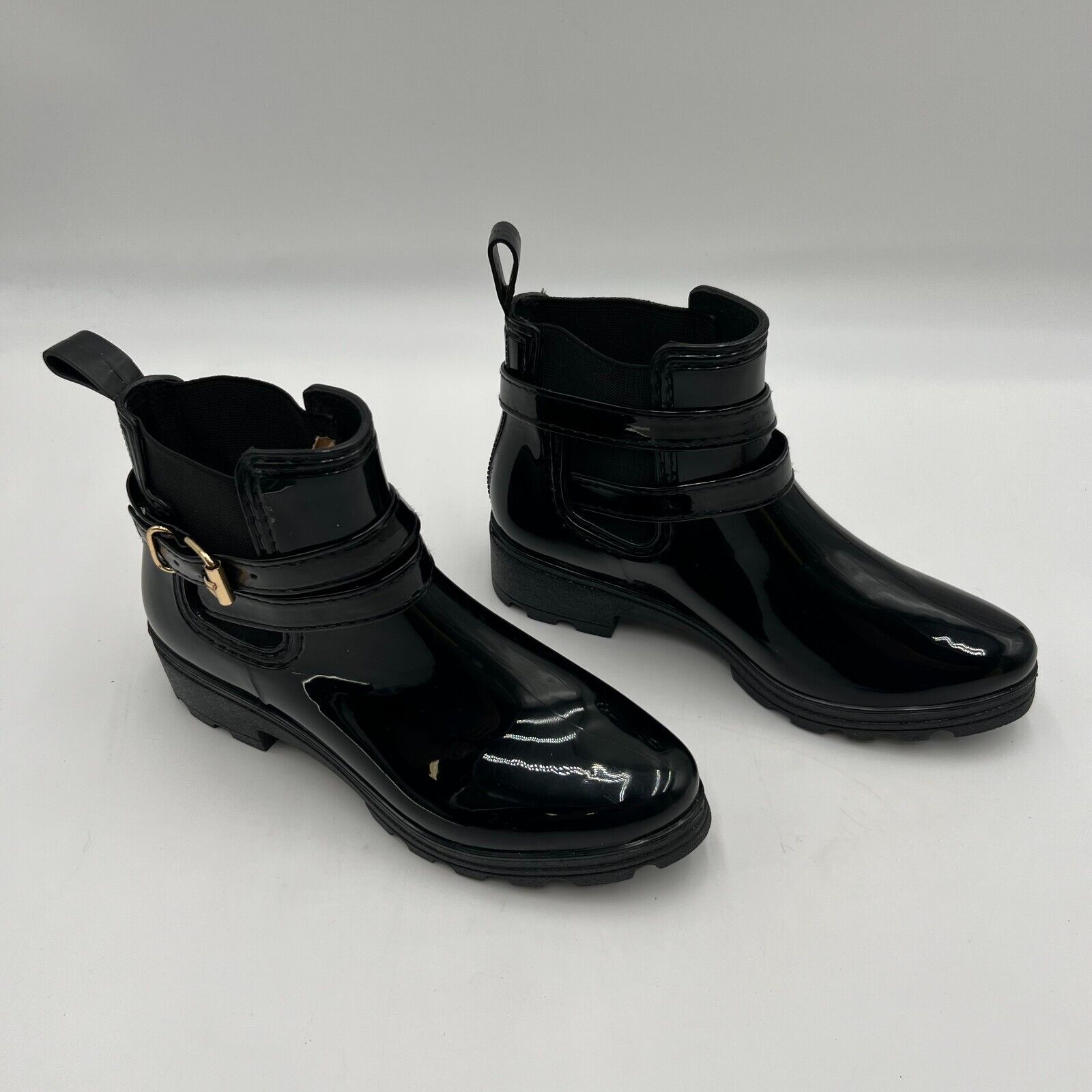 Women’s Rain Boots Waterproof Platform Non-Slip Rubber Ankle Buckle Size 8 XL