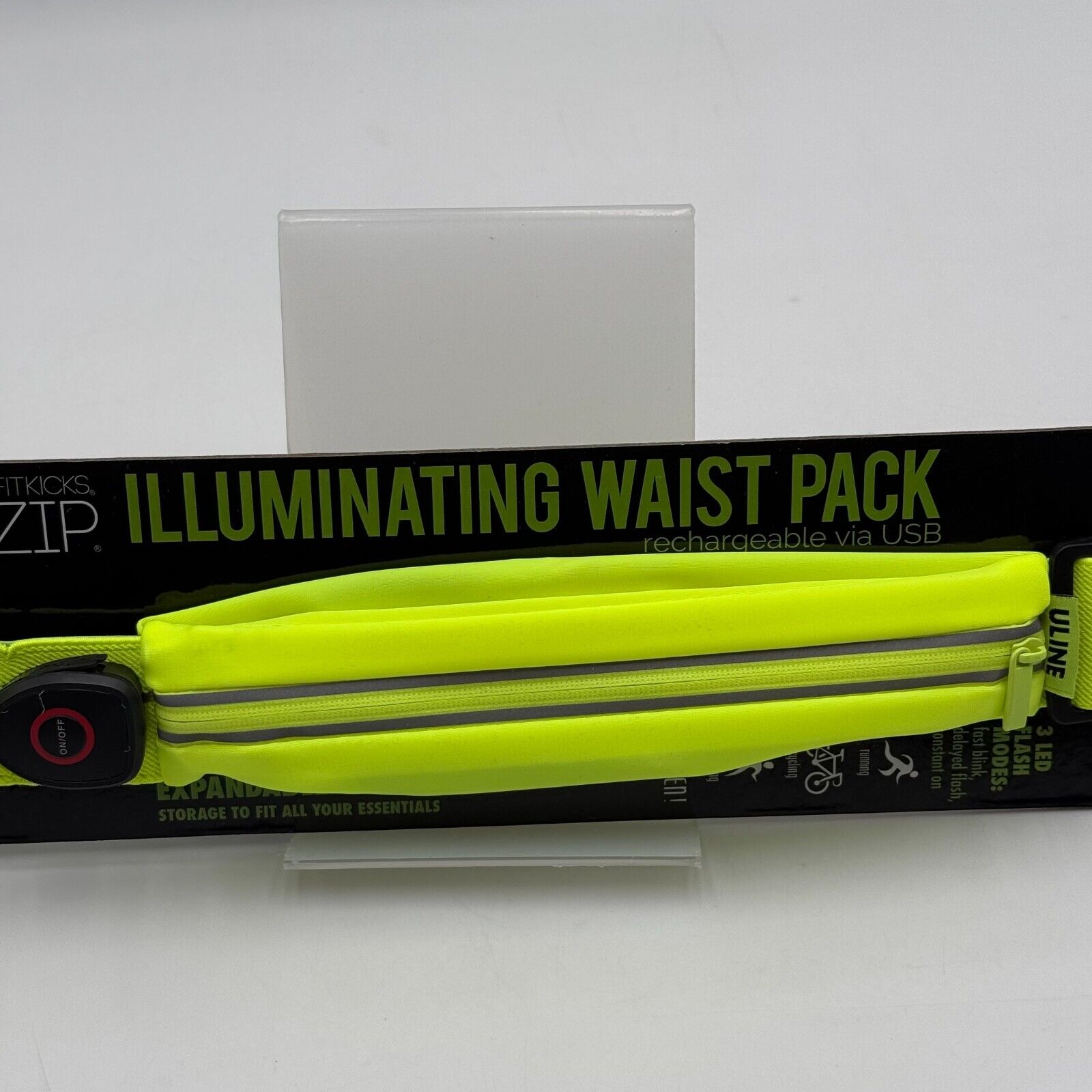 FitZip FitKicks Illuminating Waist Pack 3 LED Flash Modes Bike Run Walk Neon