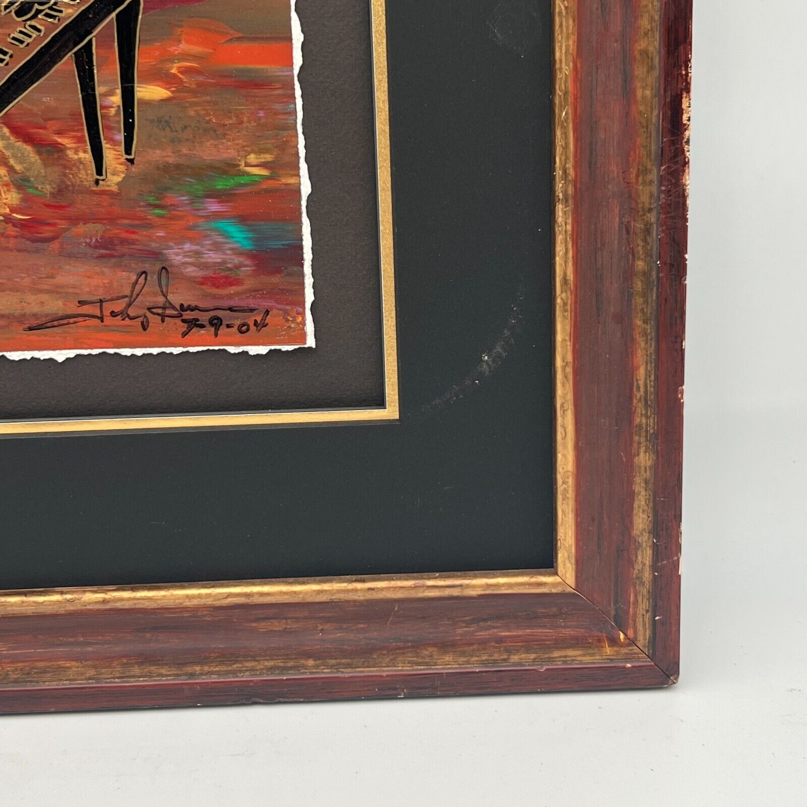 Original John Singer Oil Painting Jazz Band 10x14 Art Matted Frame 21x25"