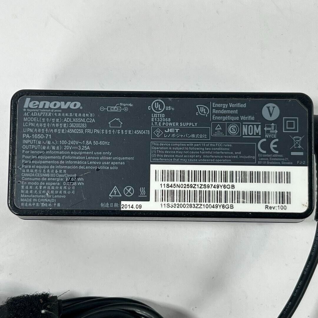 Lenovo Original 65W Genuine ADLX65NLC2A Charger AC Adapter Type C