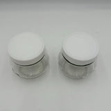 Set of 2 Spherical Clear Airtight Canning Jars With White Plastic Lid Stackable