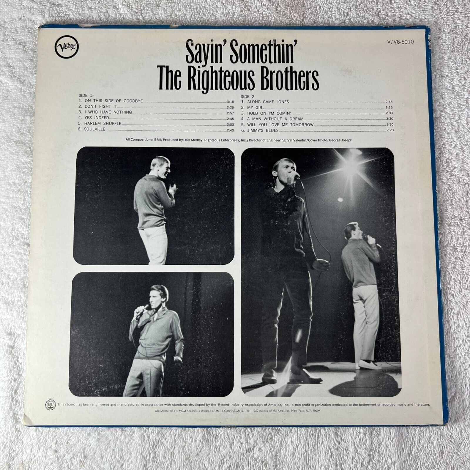 THE RIGHTEOUS BROTHERS Sayin' Somethin’ 1967 LP Vinyl Verve V6-5010