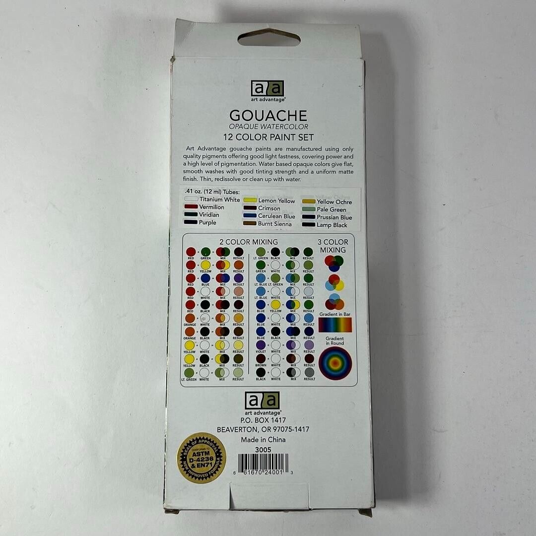 Paint 12 Color Opaque Watercolor and 20 Brush Assortment Art Set - New