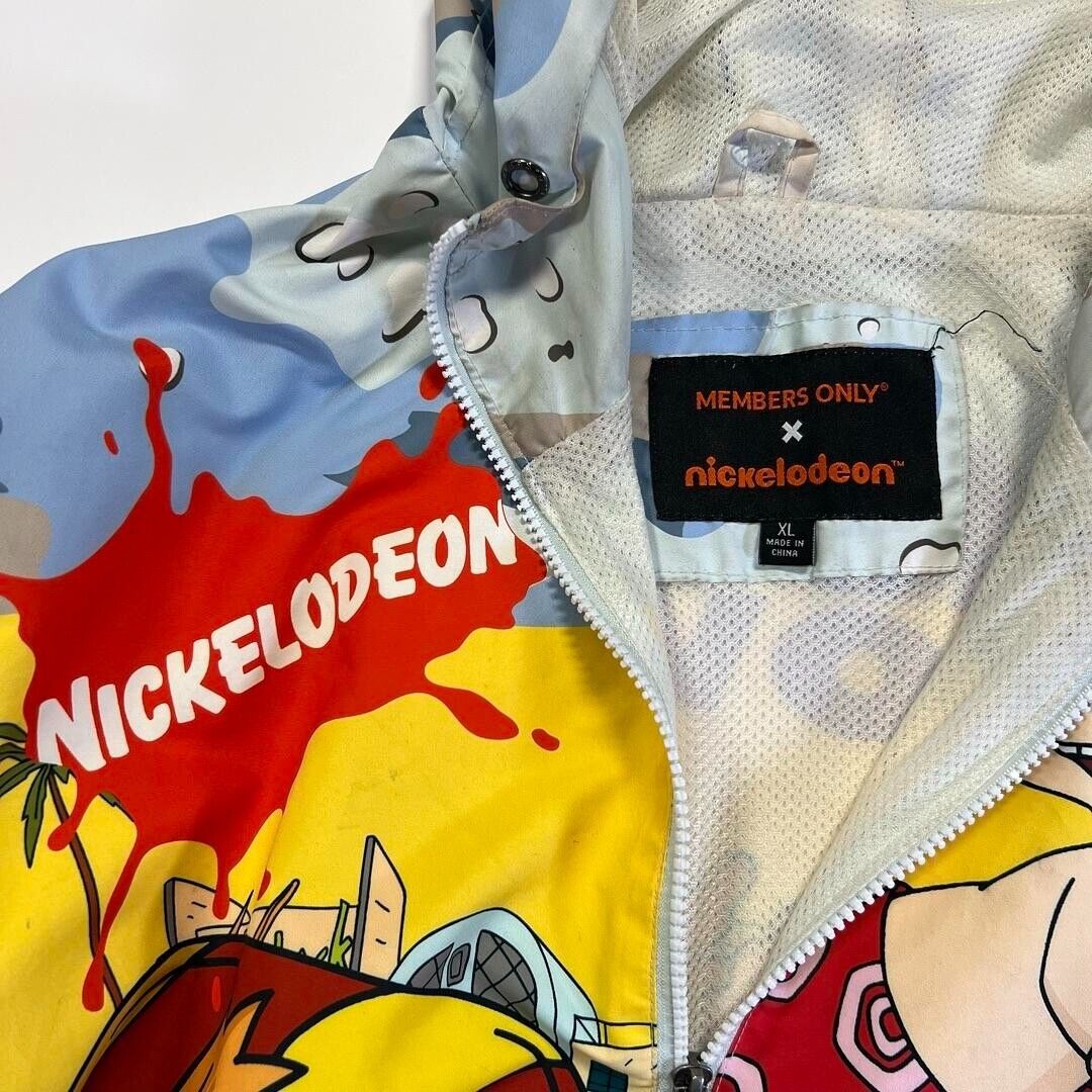 Members Only Nickelodeon Rocket Power Windbreaker Hooded Half Zip Jacket XL