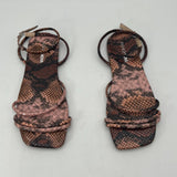 Fashion Nova Kilia Faux Snake Skin Pink Black Strap Sandal Flats Womens Size 6