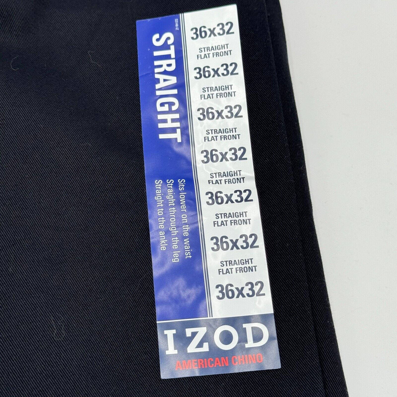 IZOD Mens Navy Blue Straight Pants Flat Front American Chino Mens 36x32