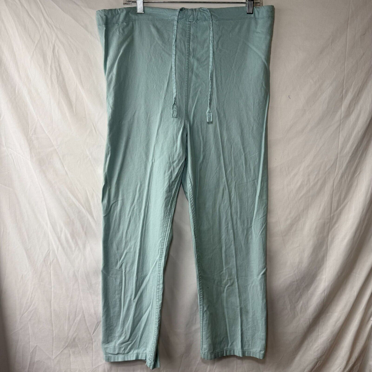 Fashion Pullstring Womens Cotton Straight Relaxed Denim Style Pants Mint Size M