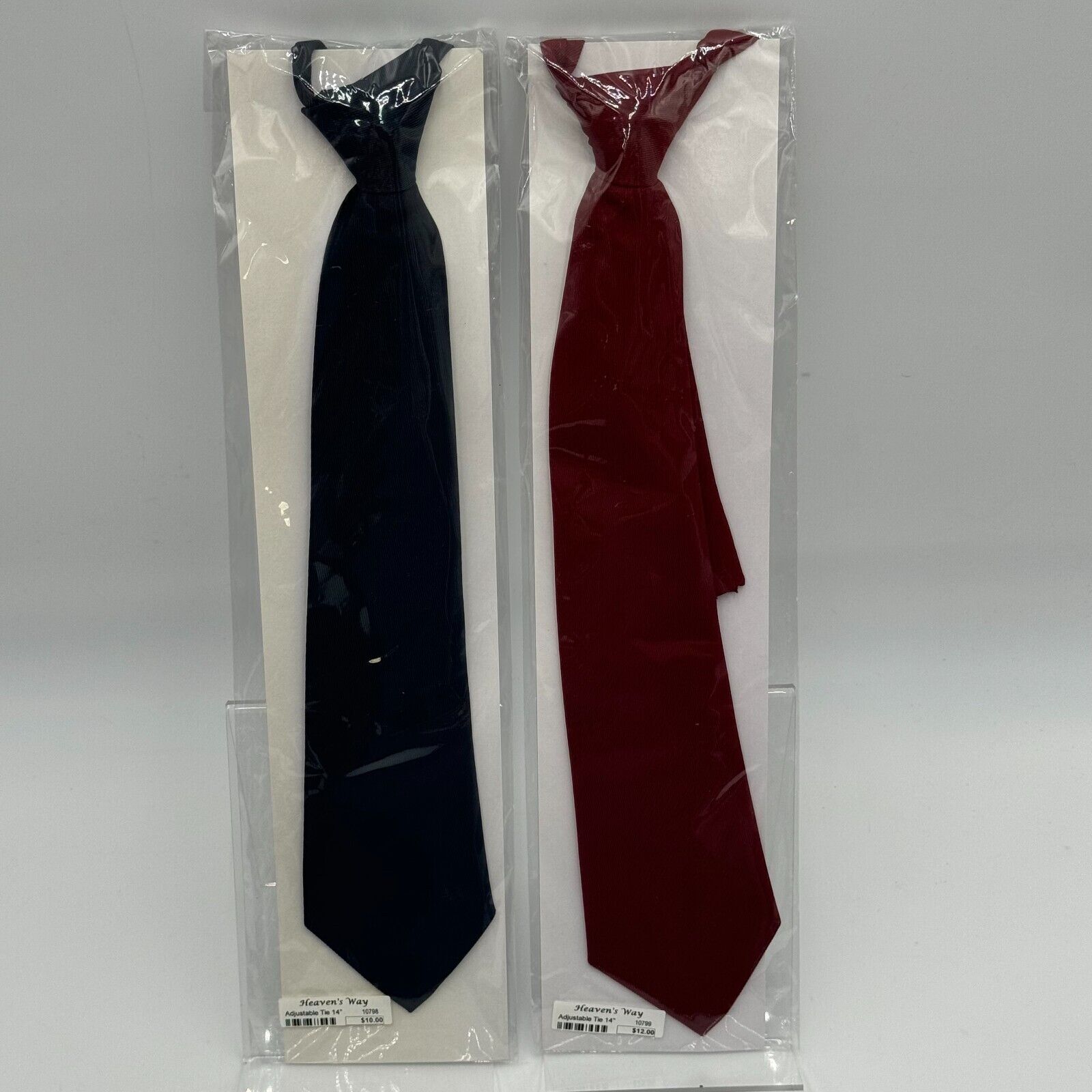 2 pack 14in Adjustable Ties Red Navy Blue Easy Hook On Classic Dress Tie Sealed