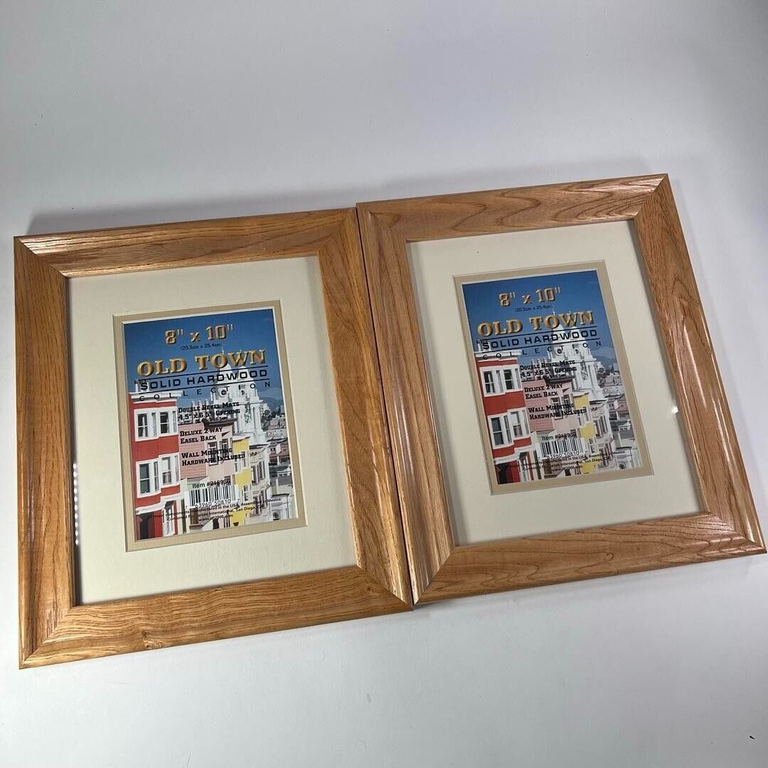 Old Town 8" x 10" Solid Oak Picture Frame With Glass & Double Bevel Mats 4.5x6.5