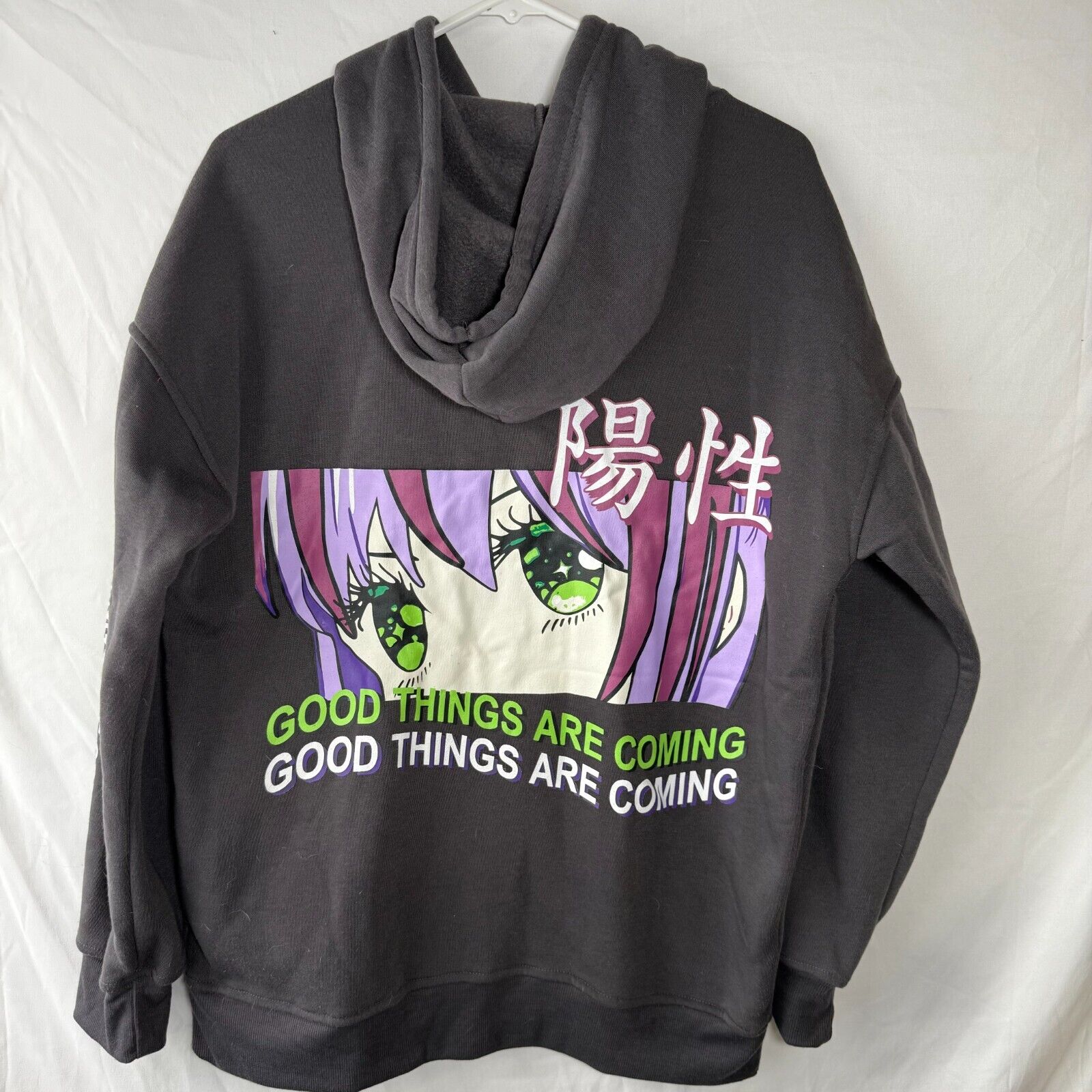 Orange Kiss Good Things Are Coming Anime Hoodie Full Zip Black Sweatshirt Size M