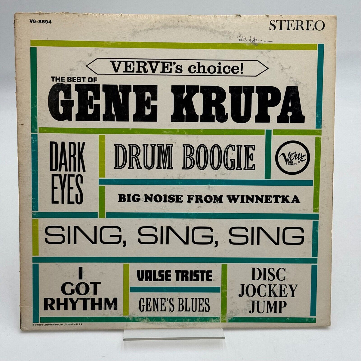 Verve's Choice!: The Best Of Gene Krupa 1963 Vinyl LP Verve Records V6-8594 JAZZ