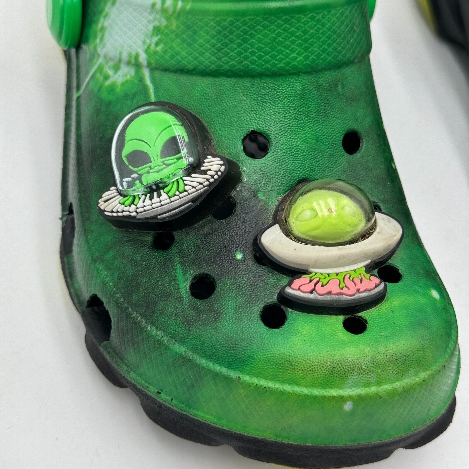 CROCS X Ron English Area 54 All Terrain Glow Green Alien UFO Rare Toddler Size 9