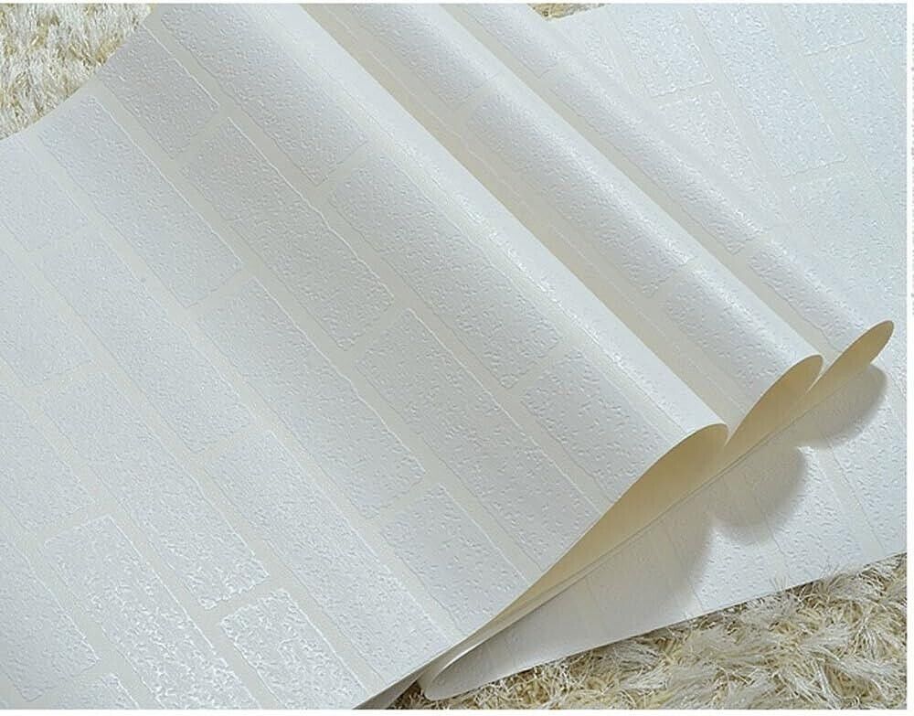 Lot of 5 HaokHome ZZ-03 Vinyl Faux White Brick Wallpaper Rolls 10.05M x 0.53M