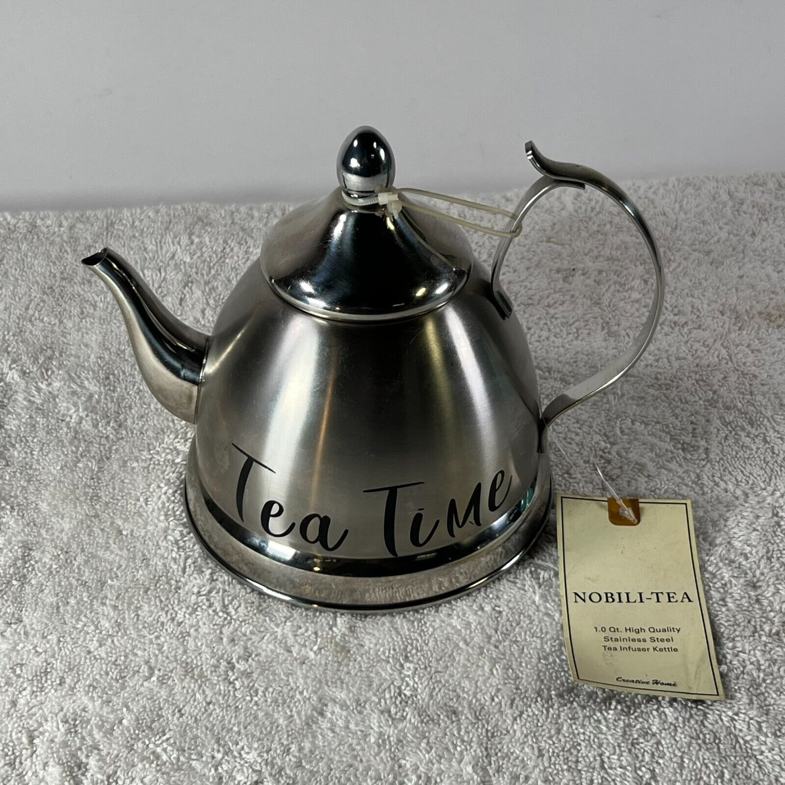 NOBILI-TEA Tea & Whistling High Quality Stainless Steel Kettle w/  1 qt Capacity