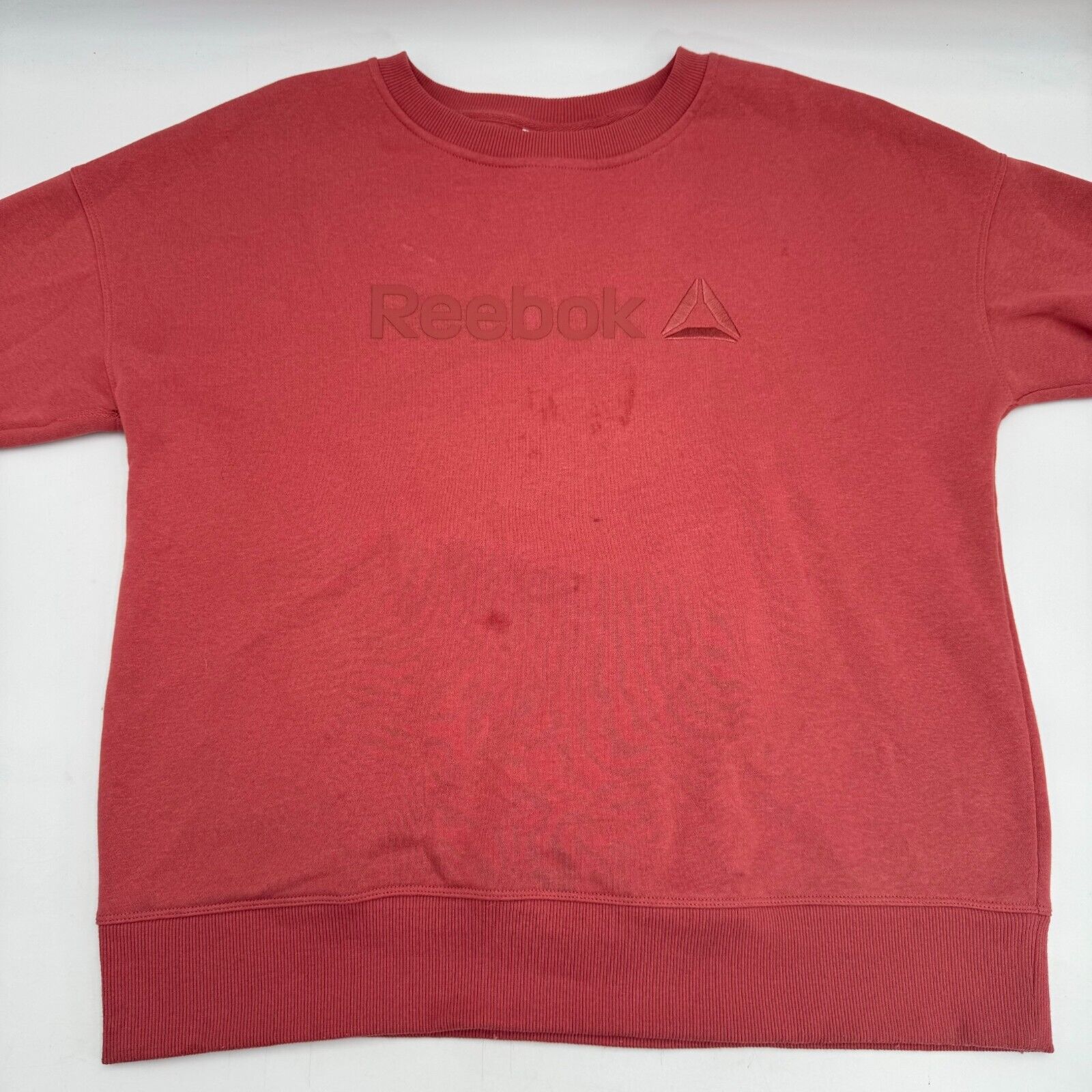 Reebok Womens Regular Dolman Sleeve Cuffed Crewneck Sweatshirt Dusty Red Size L