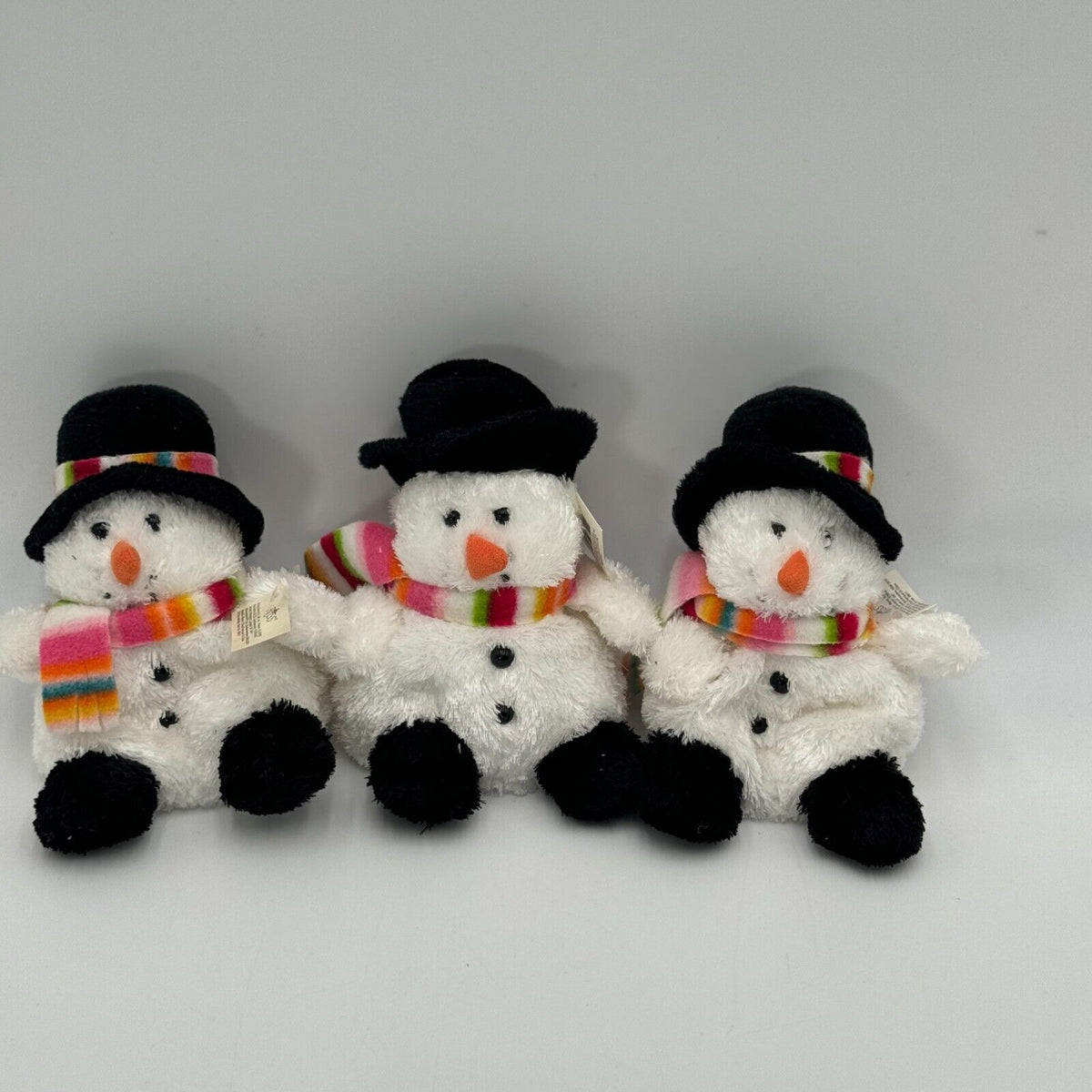 3pc Russ Buddies Matching Beanie Snowman Woman Sue Colorful Striped Scarf NWT