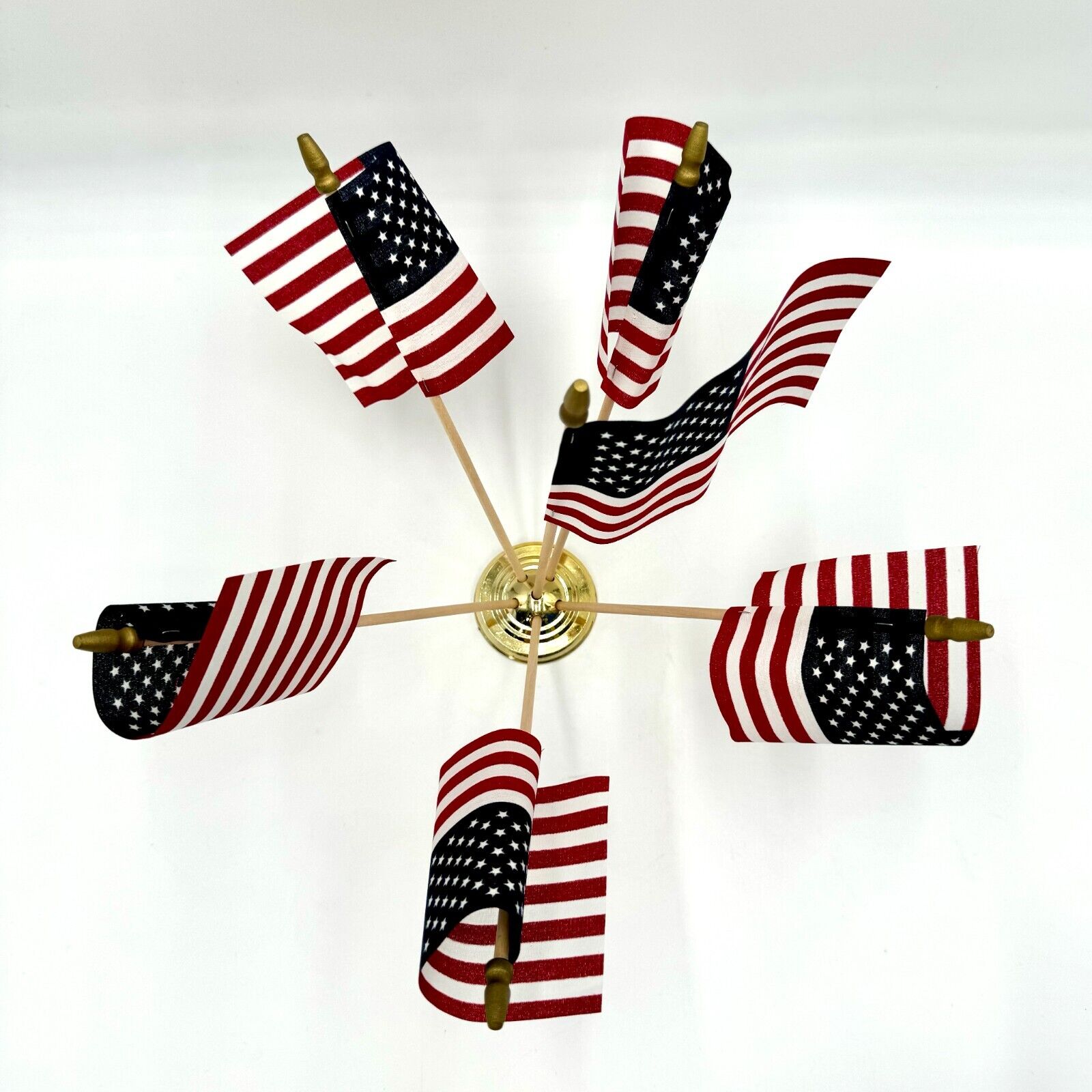 3 Pack 6 Hole Brass Base 4x6 Flag Wood Stick 21 American Flags Patriotic Decor