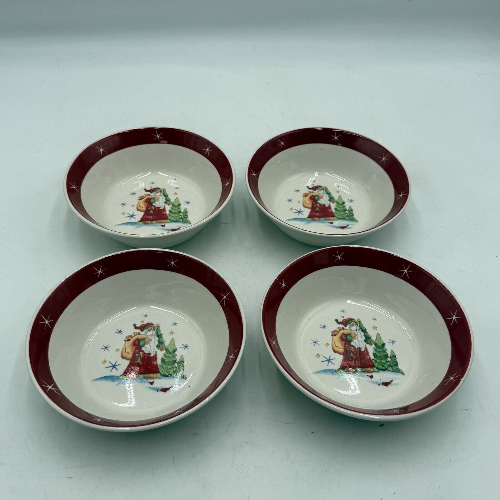 Holiday 16 Piece Dinnerware Set Serves 4 Winter Santa Cups Bowl Plates Christmas