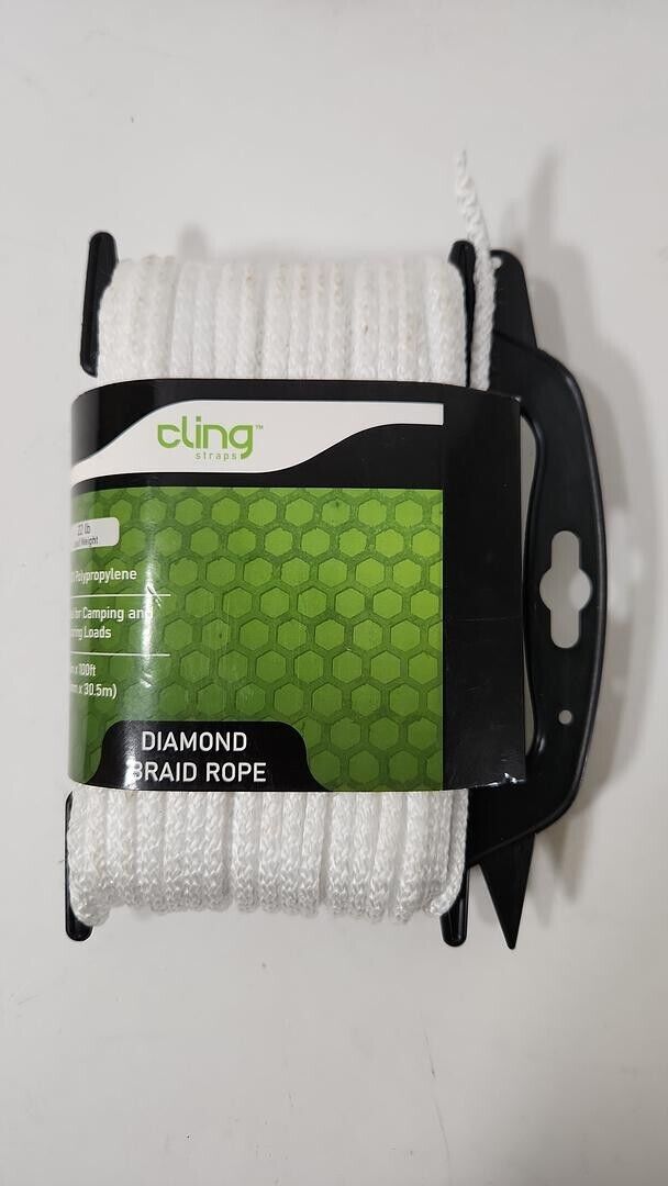 Cling Straps Diamond Braid Rope, 22 lb Load Weight 3/16 in x 100ft
