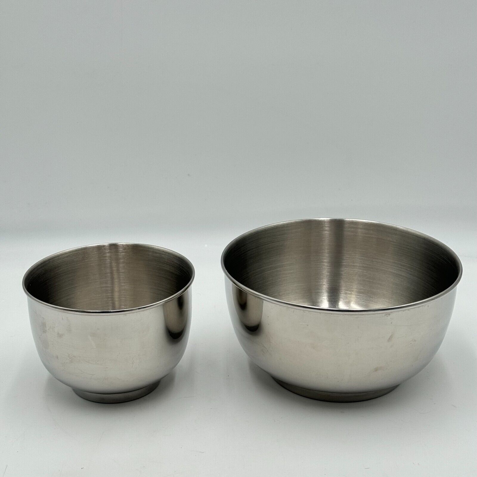 2pc Set Stainless Steel Bowls Medium 6in & Large 9in Mixing Bowl Baking Cooking