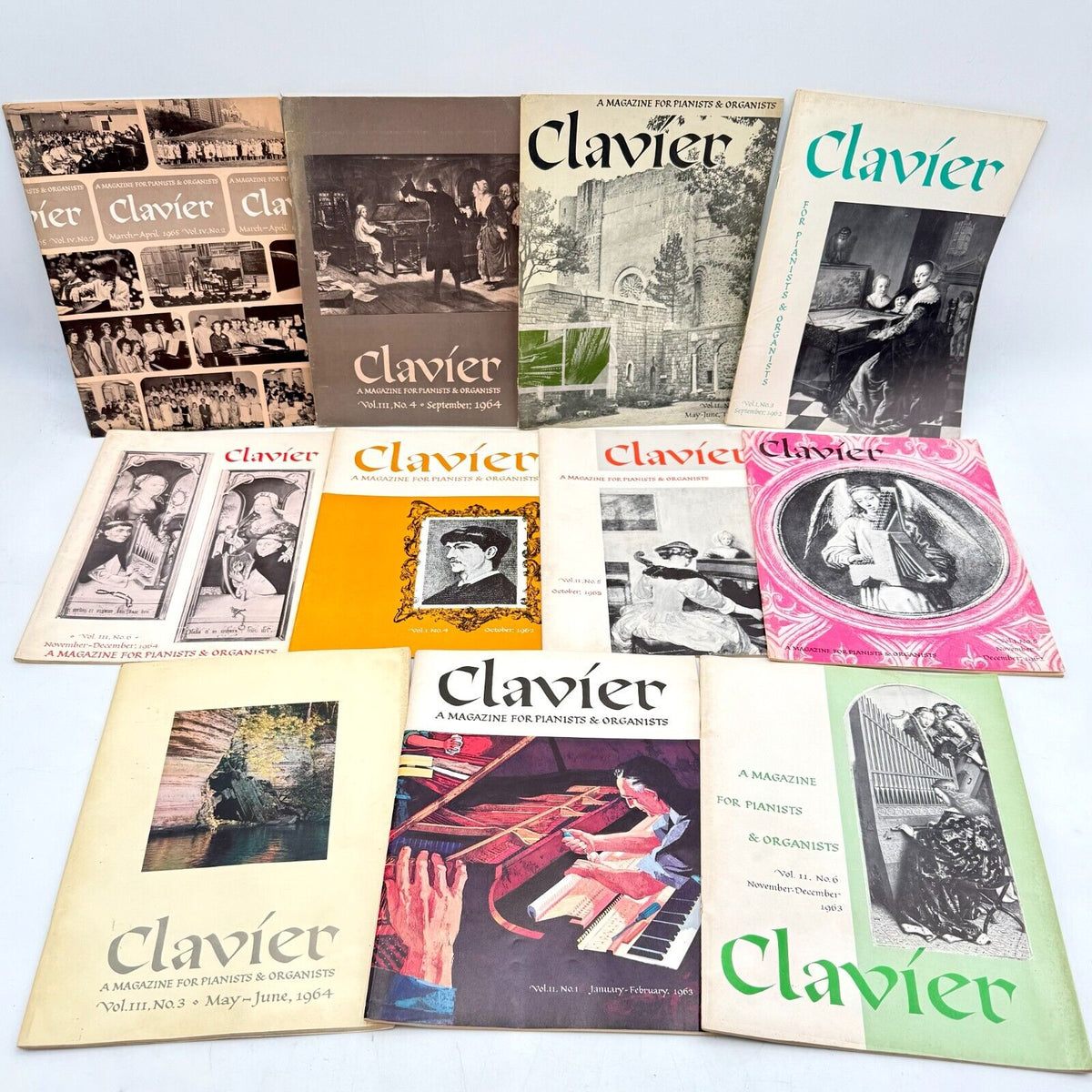 11 Issues of Clavier Magazine Pianists & Orgsnists 1962-65 Vintage Classical