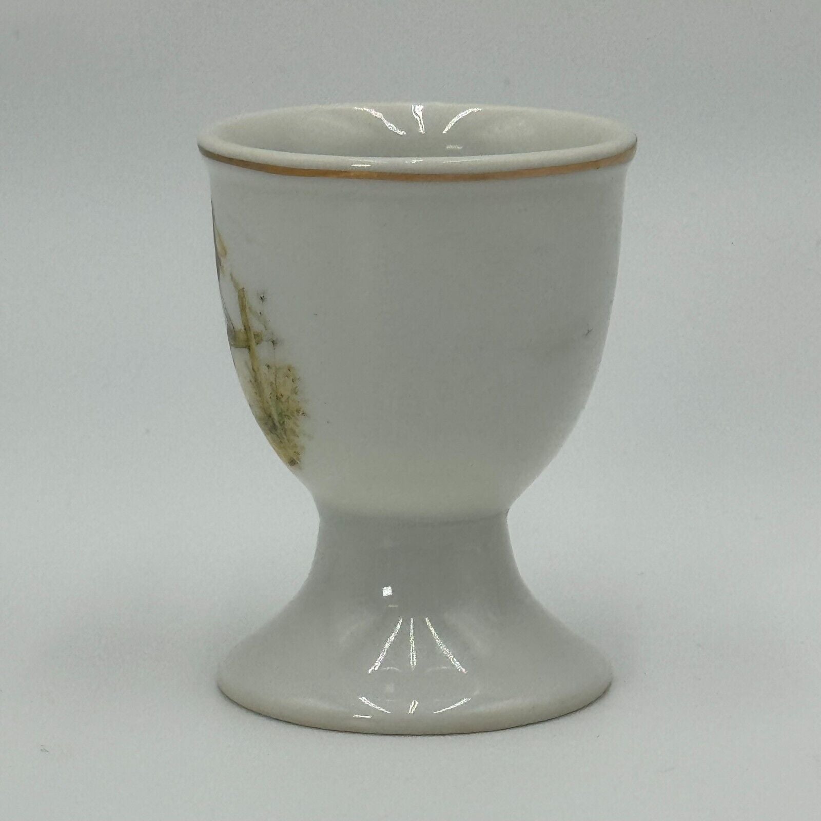 Vintage 1970s Gilded Gold Rimmed Porcelain Holly Hobbie Sitting Egg Cup 2.5” H