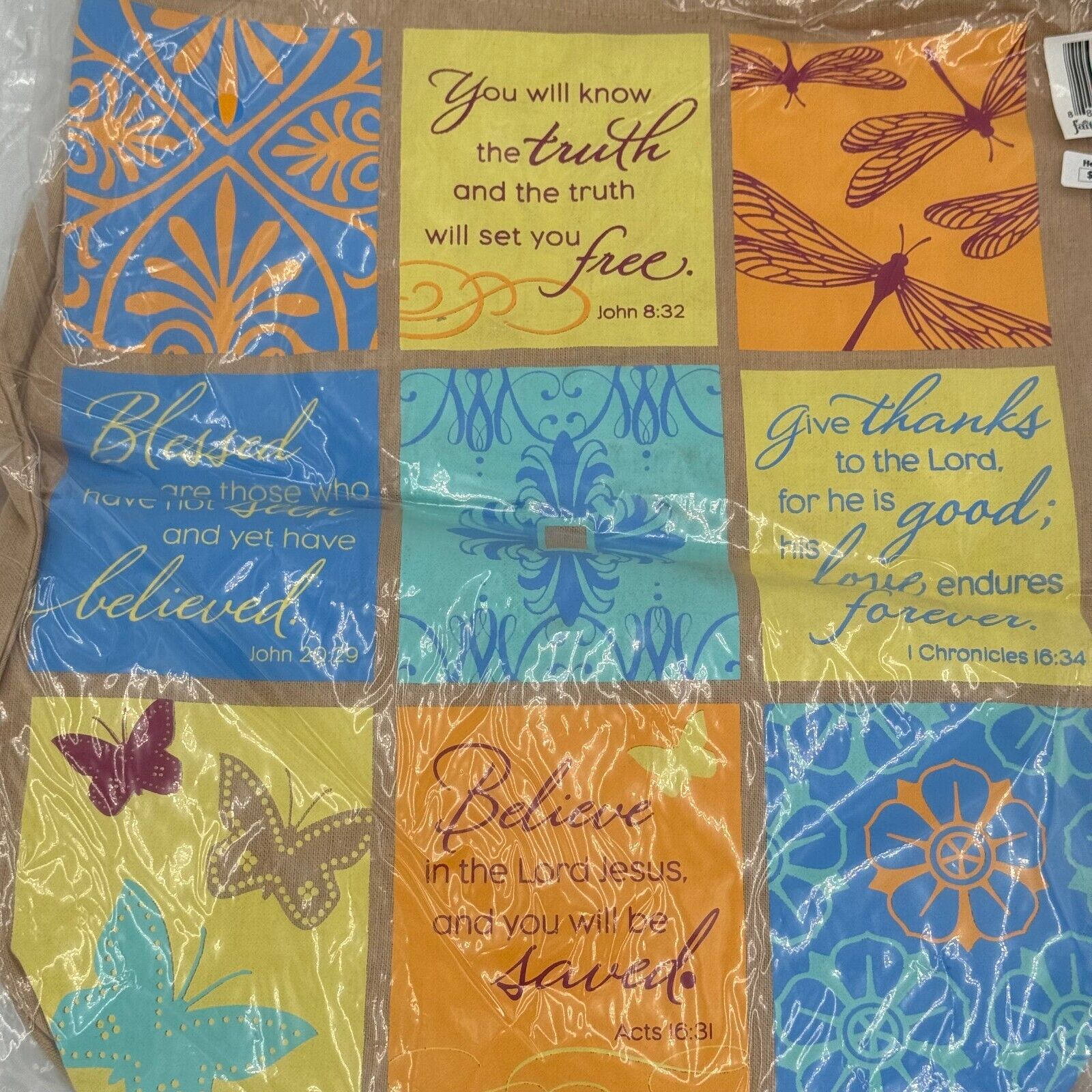 2pk Canvas Tote Bags 14x16 Bible Verse Colors Butterfly Believe Faith NWT