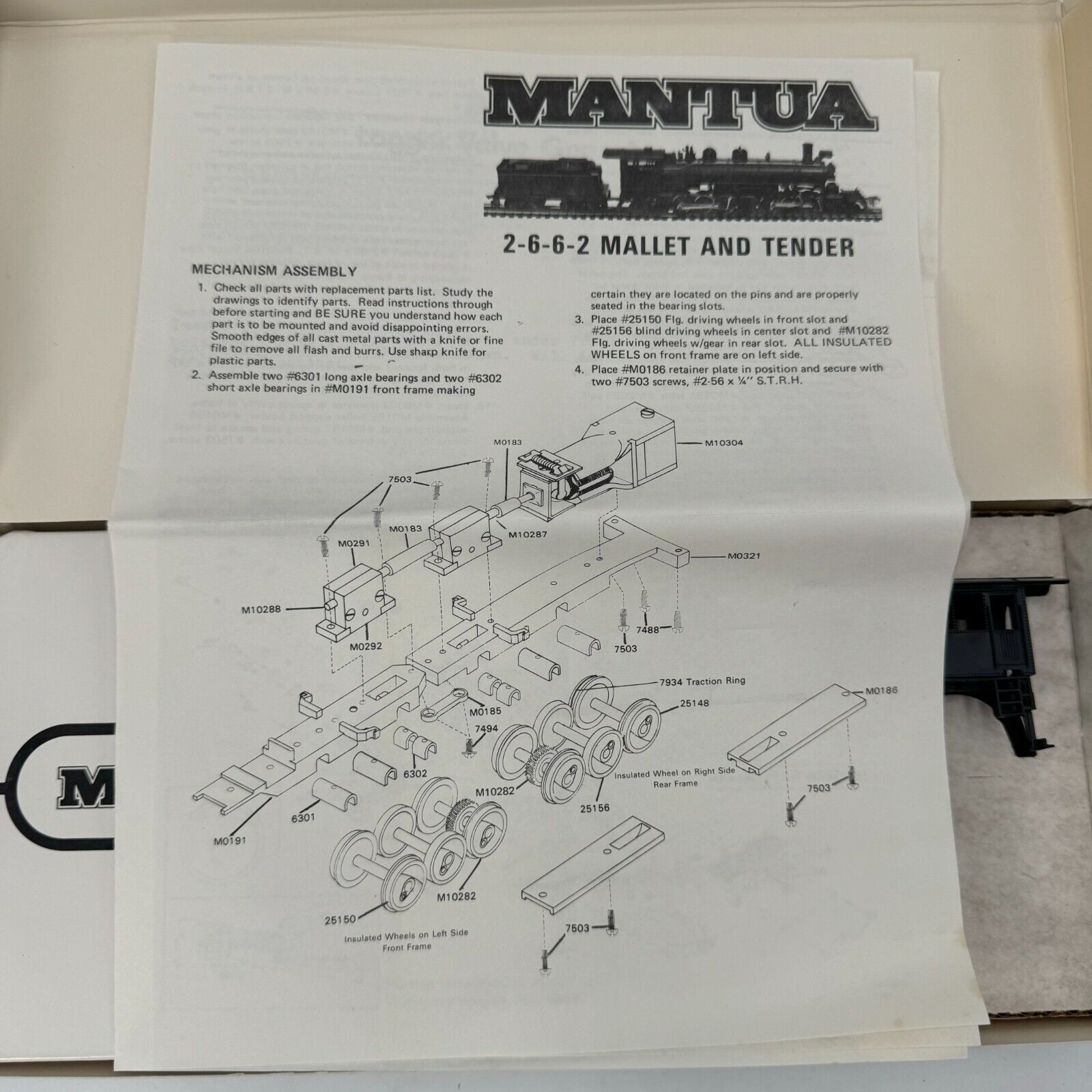 Mantua STEAM LOCOMOTIVE KIT 534 2-6-6-2 MALLET & TENDER HO Scale unassembled