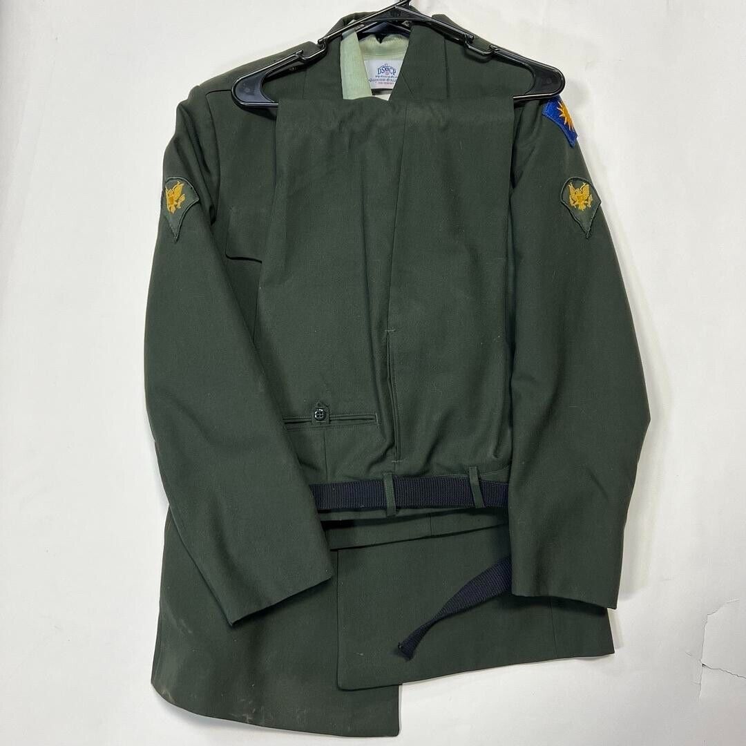 US Army Dress Greens 3pc Suit Jacket 40R Shirt Size 16 Slacks 32 R 2nd Infantry