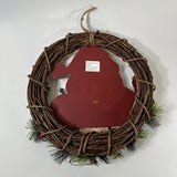 Ho ho ho 14” Wicker & Wood Wreath Christmas Decoration