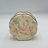 Avon Talcum Powder Puff Pink Tin W/ Scalloped Edges & Blossoms Design Original