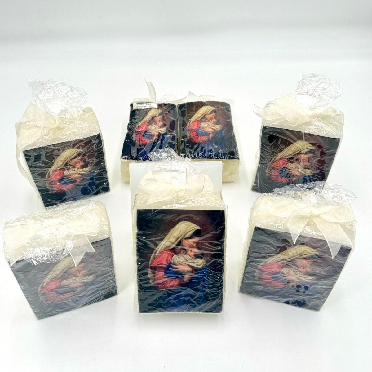 Gifts Of Faith Lot of 7 Freestanding Rectangular Candles Mothers Kissing Photo