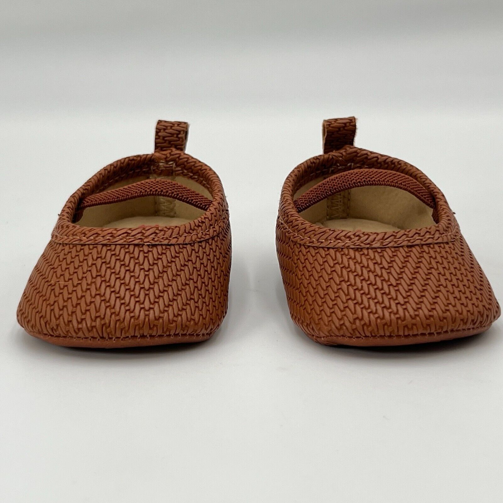Baby B'gosh Mary Jane Tan Brown Weave Slip On Shoes Comfy Size New Born NB