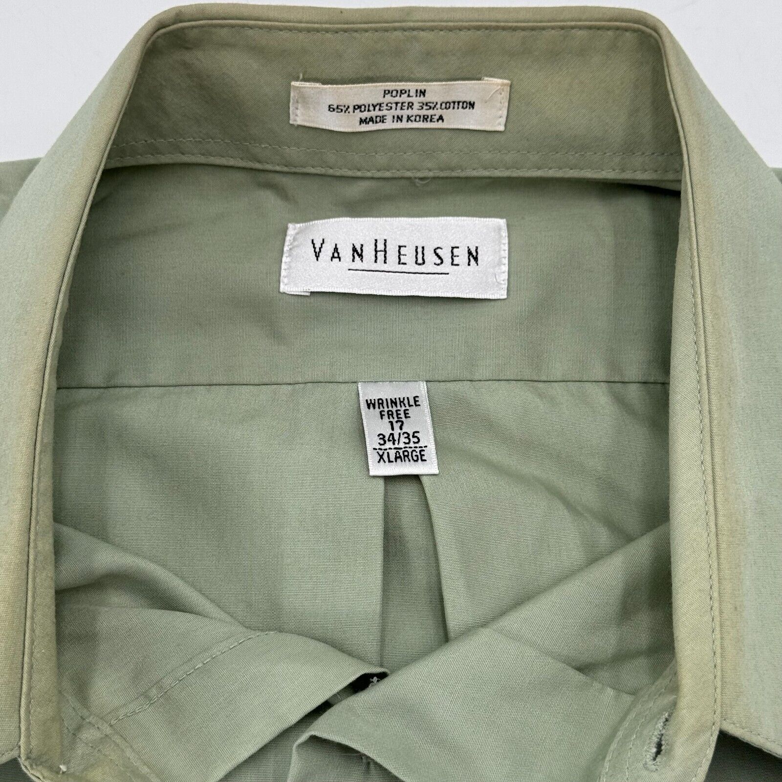 Van Heusen Green Long Sleeve Button Up Shirt Mens XL 17in
