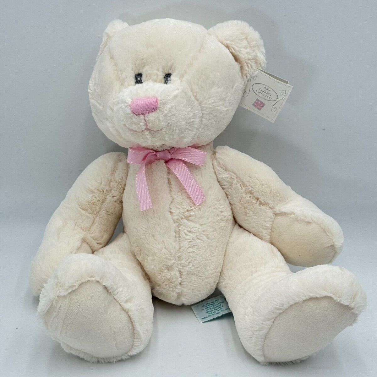 Russ Baby Lullaby Collection 11in Soft Plush Teddy Bear White With Pink Bow NWT