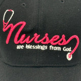 Nurses Are A Blessing From God Black Pink Adjustable Hat Christian Cap NWT