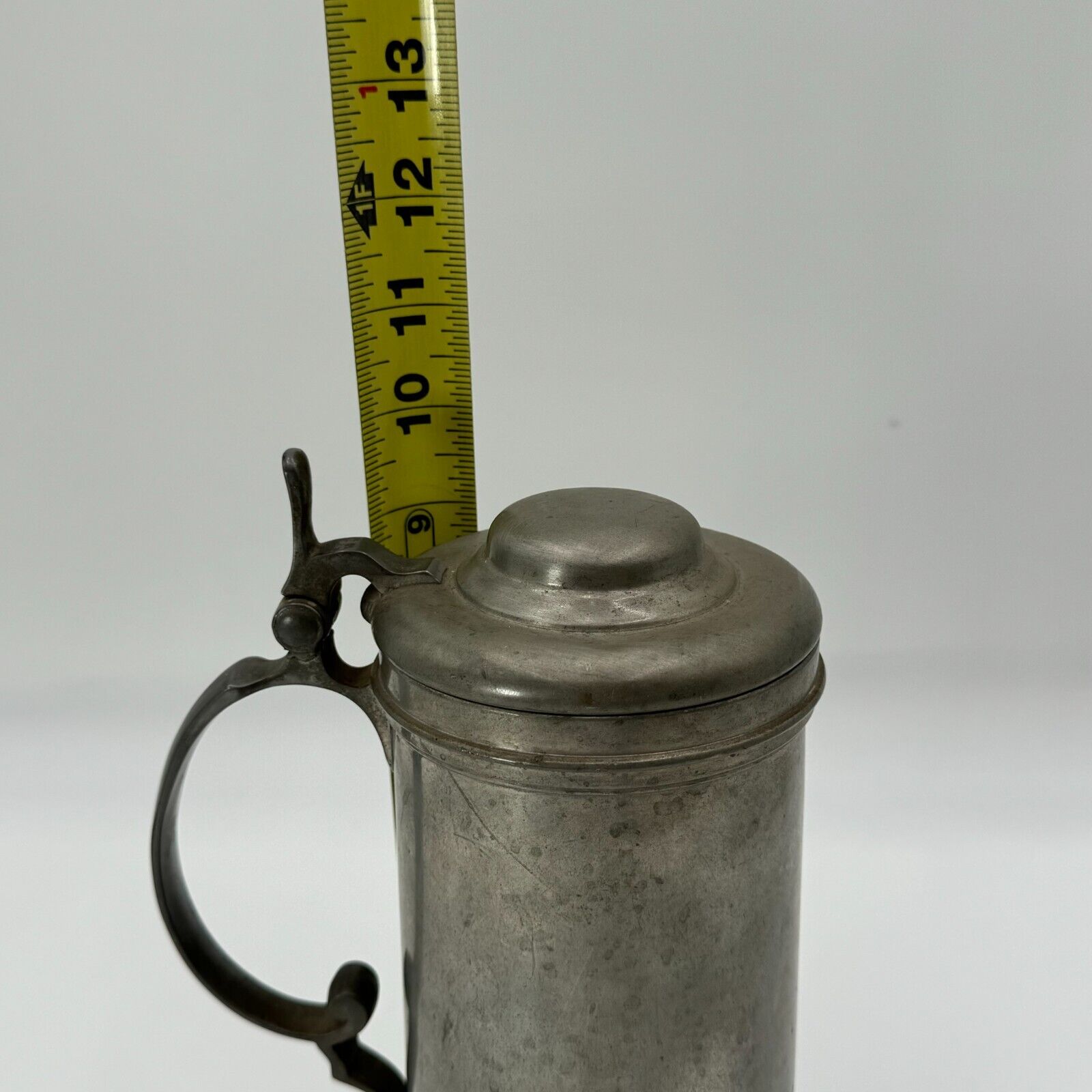 Rare Antique 1800s Reed & Barton Pewter Stein Glass Bottom Flip Lid Handle 75oz