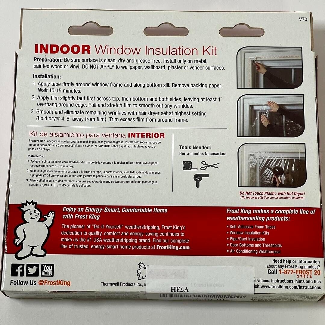 Frost King Lot of 4 Indoor Crystal Clear 42x62” Window Insulation Shrink Kit