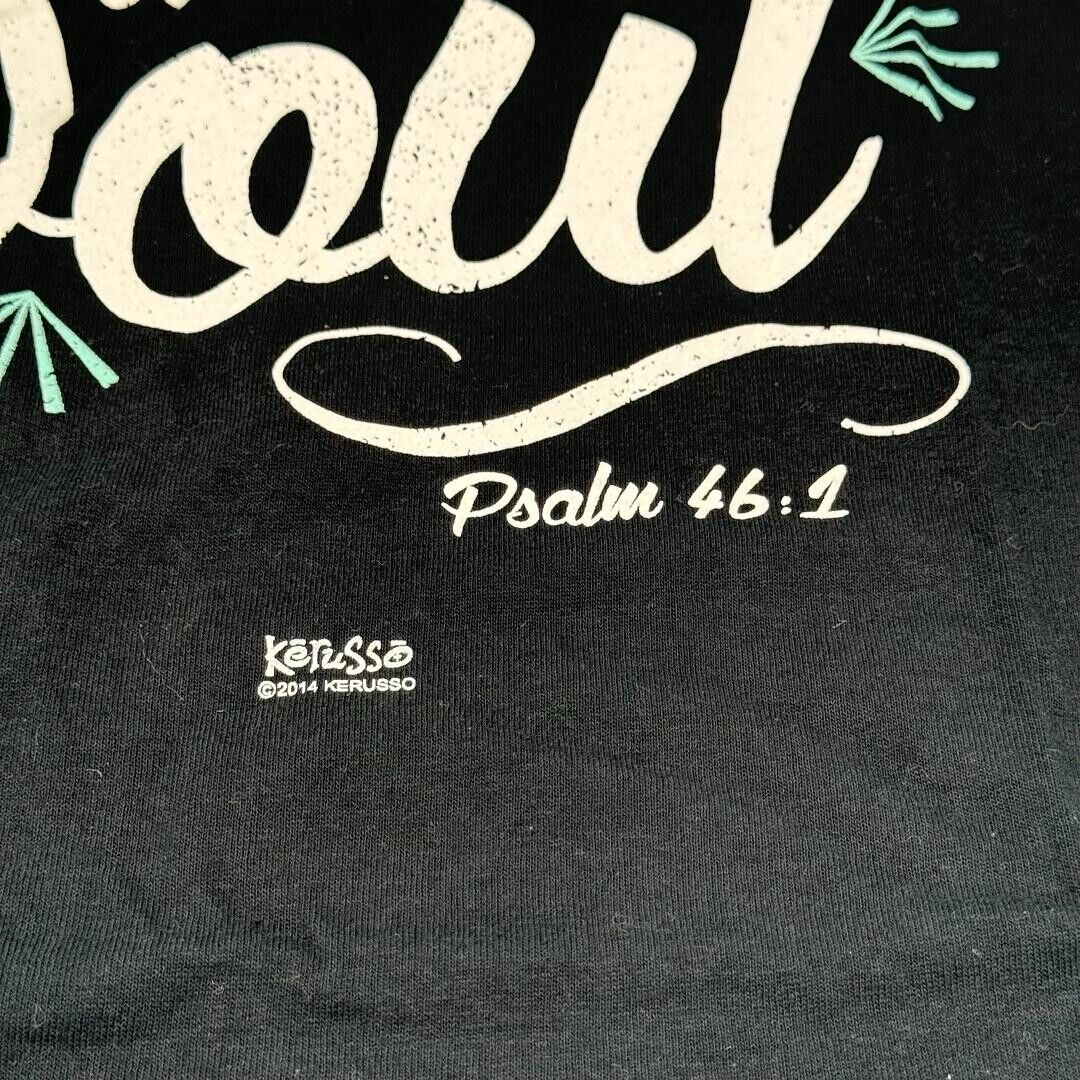 Medium Adult Kerusso Black White Blue Well Soul Psalm 46,1 Christian T-Shirt NWT