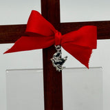 Wood Cross Decorative Christian Wall Art Red Ribbon Silver Dove Peace Jesus 11"